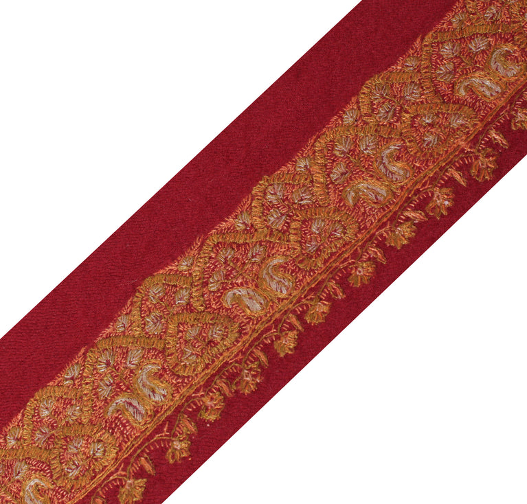 Sushila Vintage Maroon Saree Border Indian Craft Sewing Embroidered Lace Ribbon