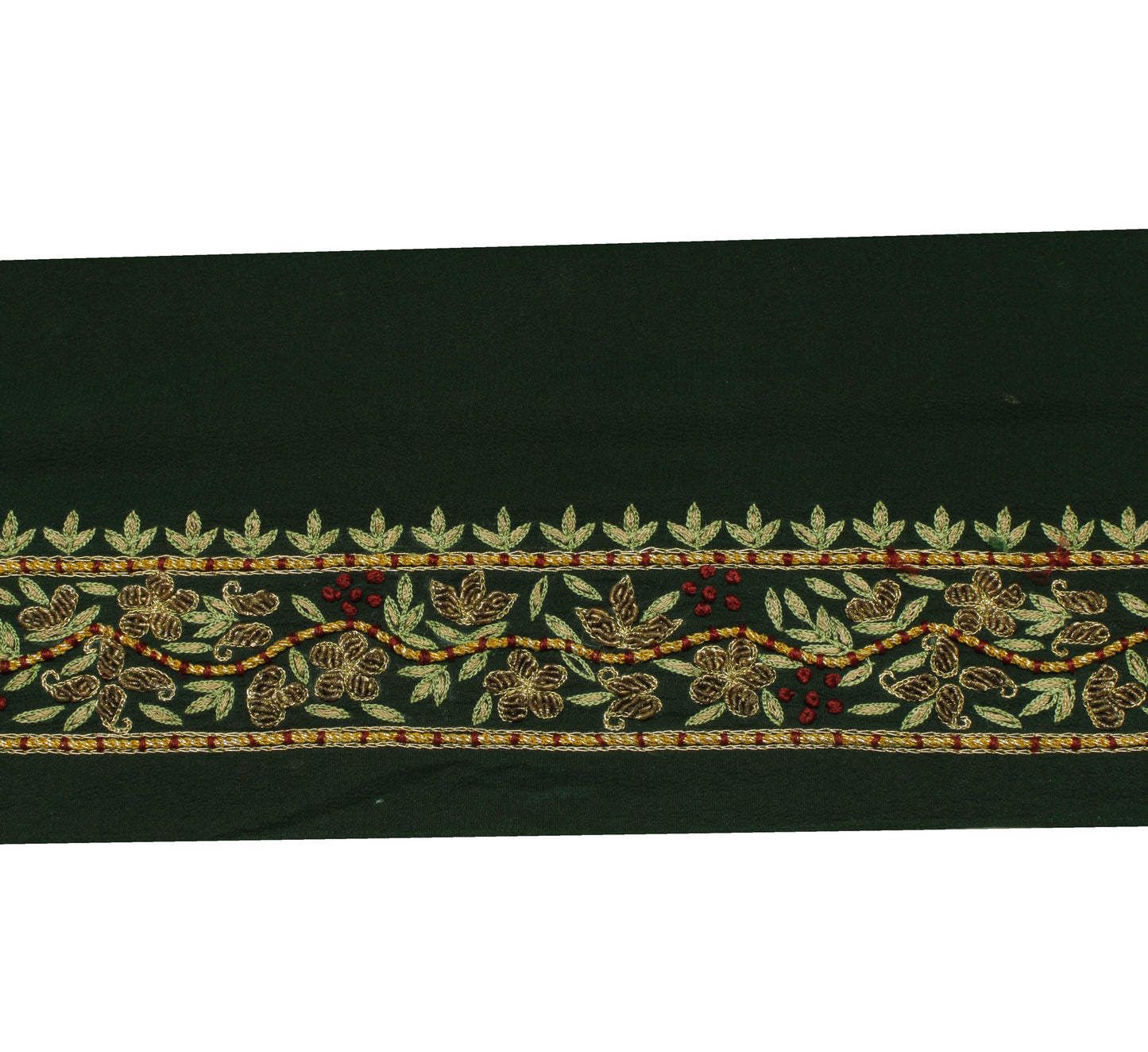 Sushila Vintage Green Saree Border Indian Craft Sewing Trim Embroidered Lace