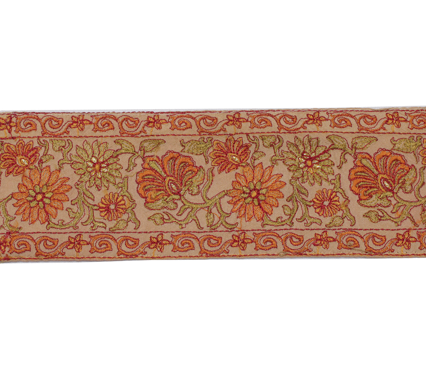 Sushila Vintage Brown Saree Border Indian Craft Sewing Trim Embroidered Ribbon
