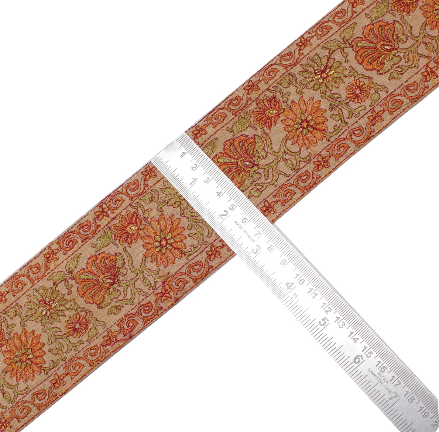 Sushila Vintage Brown Saree Border Indian Craft Sewing Trim Embroidered Ribbon