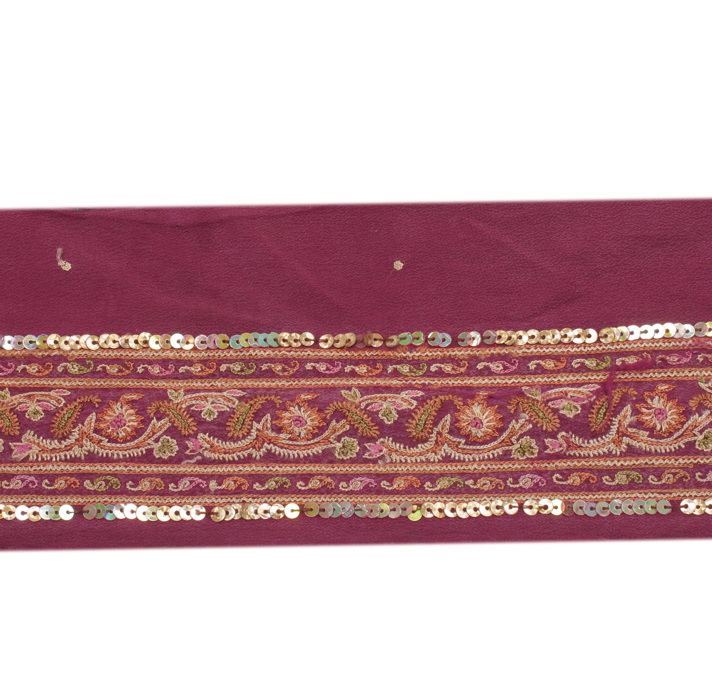 Sushila Vintage Purple Sari Border Indian Craft Sewing Trim Embroidered Lace