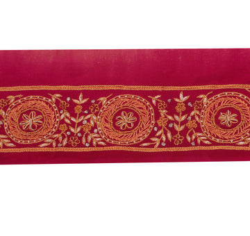 Sushila Vintage Magenta Saree Border Indian Craft Sewing Trim Hand Work Lace