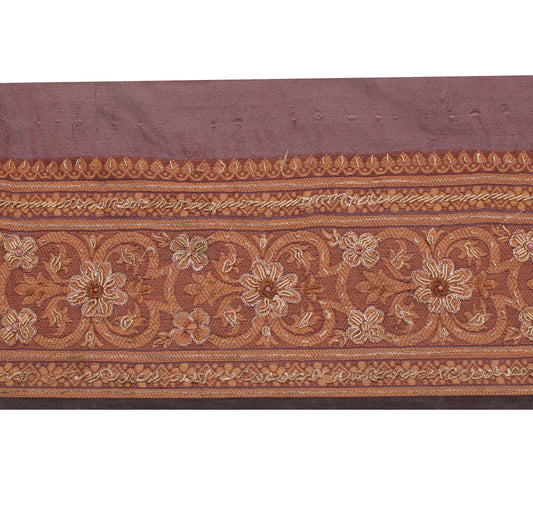Sushila Vintage Maroon Saree Border Indian Craft Sewing Trim Hand Beaded Lace