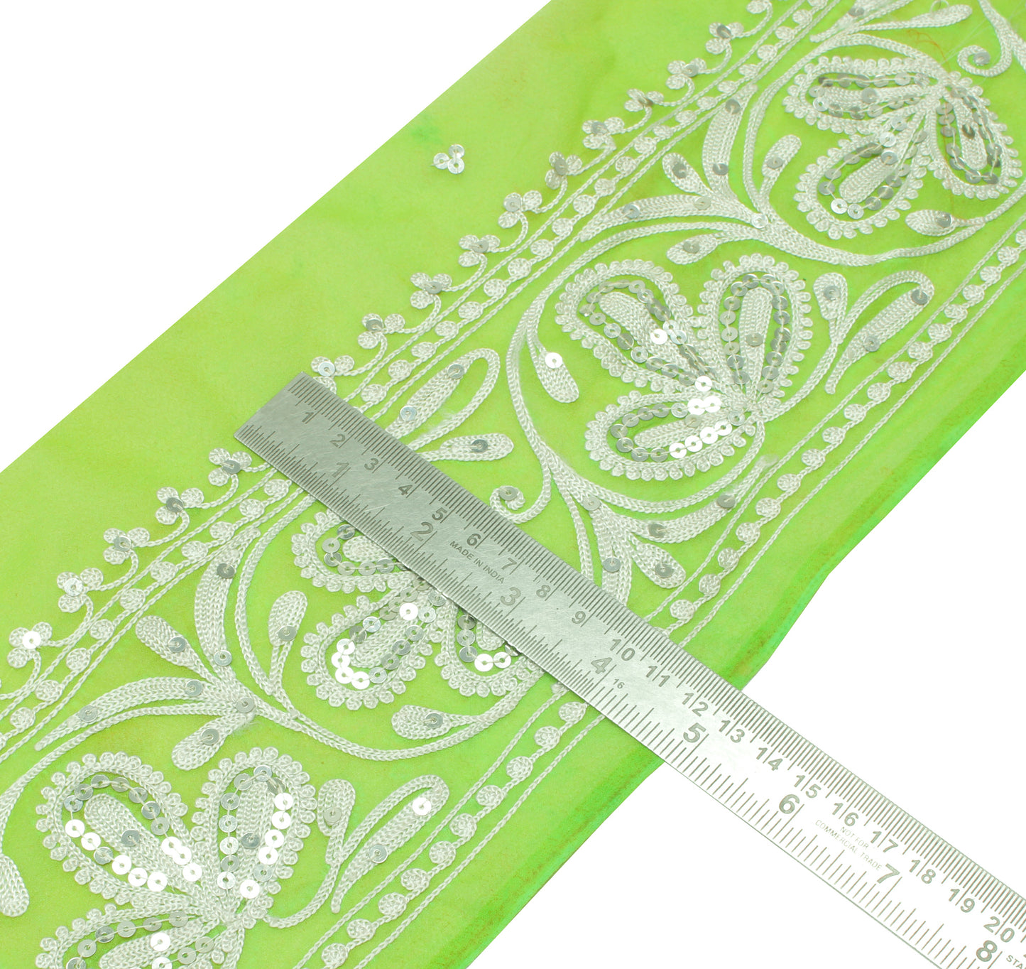Sushila Vintage Green Saree Border Indian Craft Sewing Trim Embroidered Lace