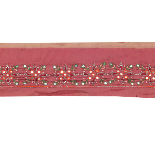 Sushila Vintage Peach Sari Border Indian Craft Sewing Trim Embroidered Lace