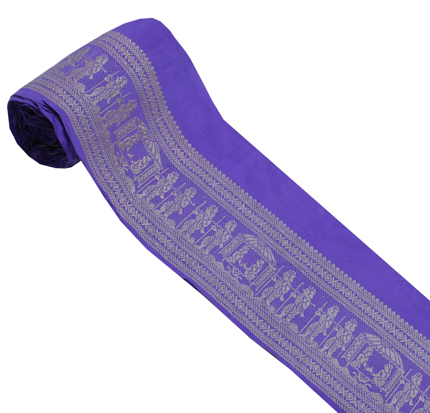 Sushila Vintage Blue Saree Border Indian Craft Sewing Trim Woven Lace Ribbon