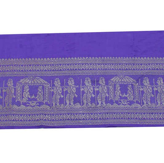 Sushila Vintage Blue Saree Border Indian Craft Sewing Trim Woven Lace Ribbon