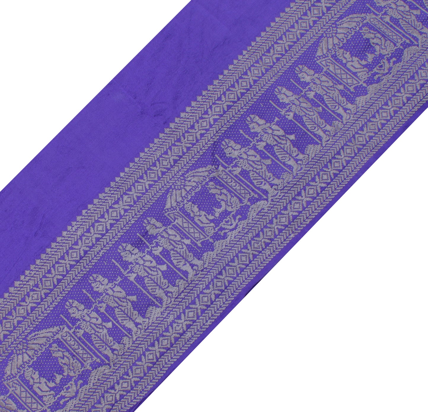 Sushila Vintage Blue Saree Border Indian Craft Sewing Trim Woven Lace Ribbon