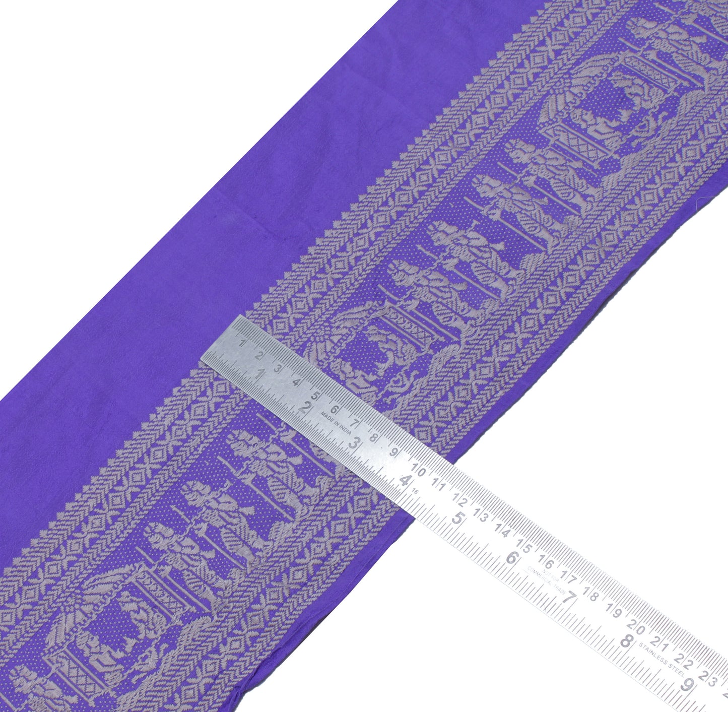 Sushila Vintage Blue Saree Border Indian Craft Sewing Trim Woven Lace Ribbon