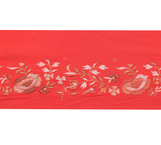 Sushila Vintage Red Saree Border Indian Craft Sewing Trim Embroidered Lace