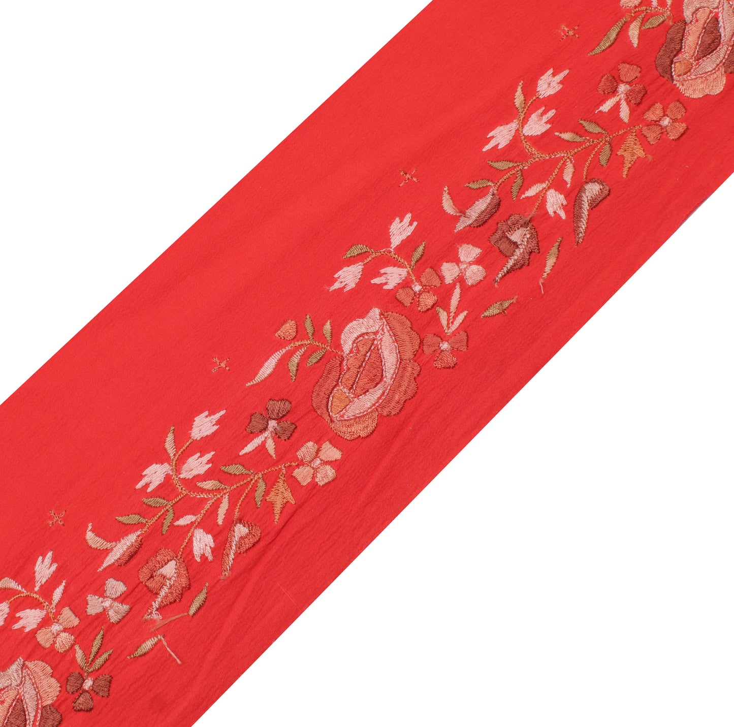 Sushila Vintage Red Saree Border Indian Craft Sewing Trim Embroidered Lace