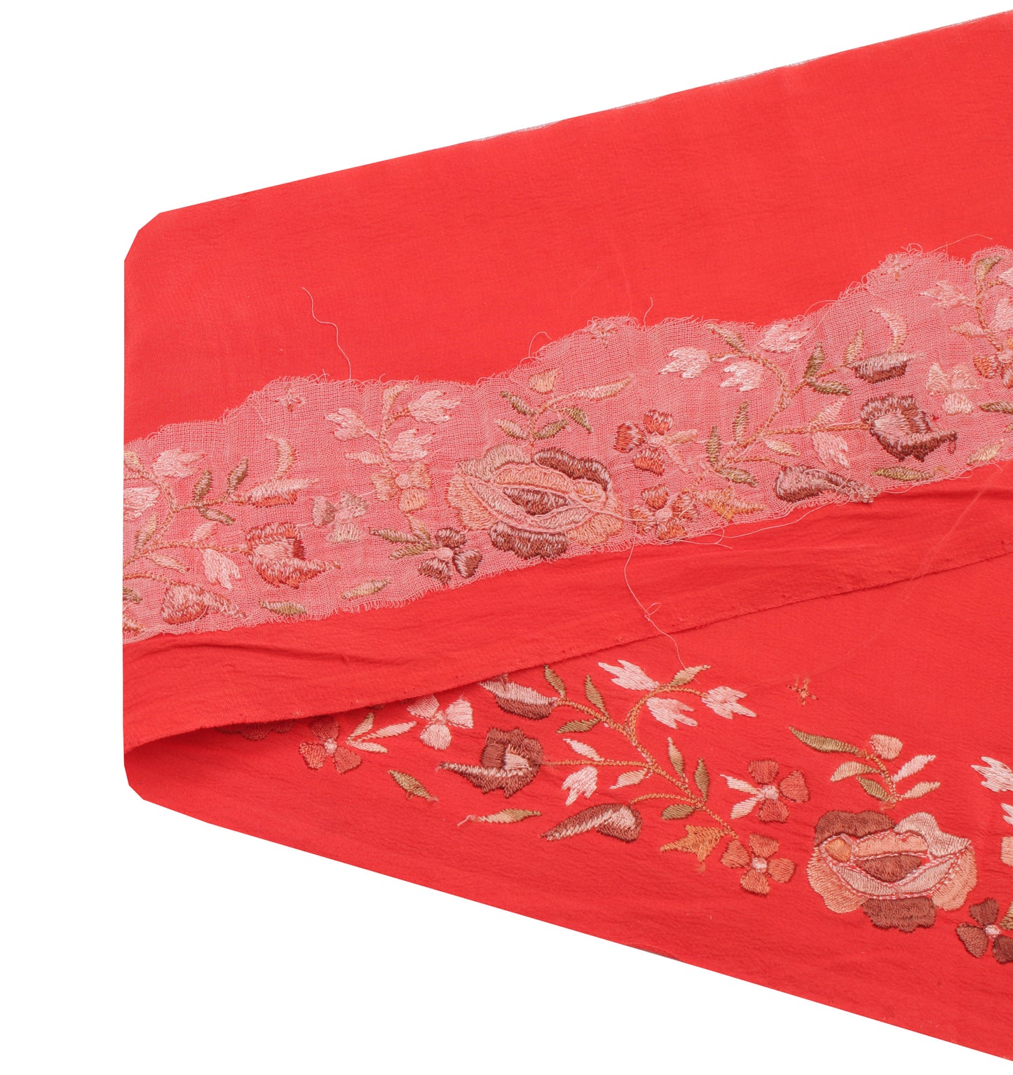 Sushila Vintage Red Saree Border Indian Craft Sewing Trim Embroidered Lace