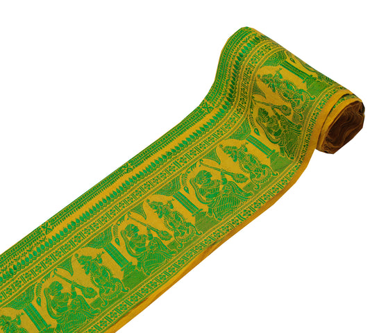 Sushila Vintage Yellow Saree Border Indian Craft Sewing Trim Woven Lace Ribbon