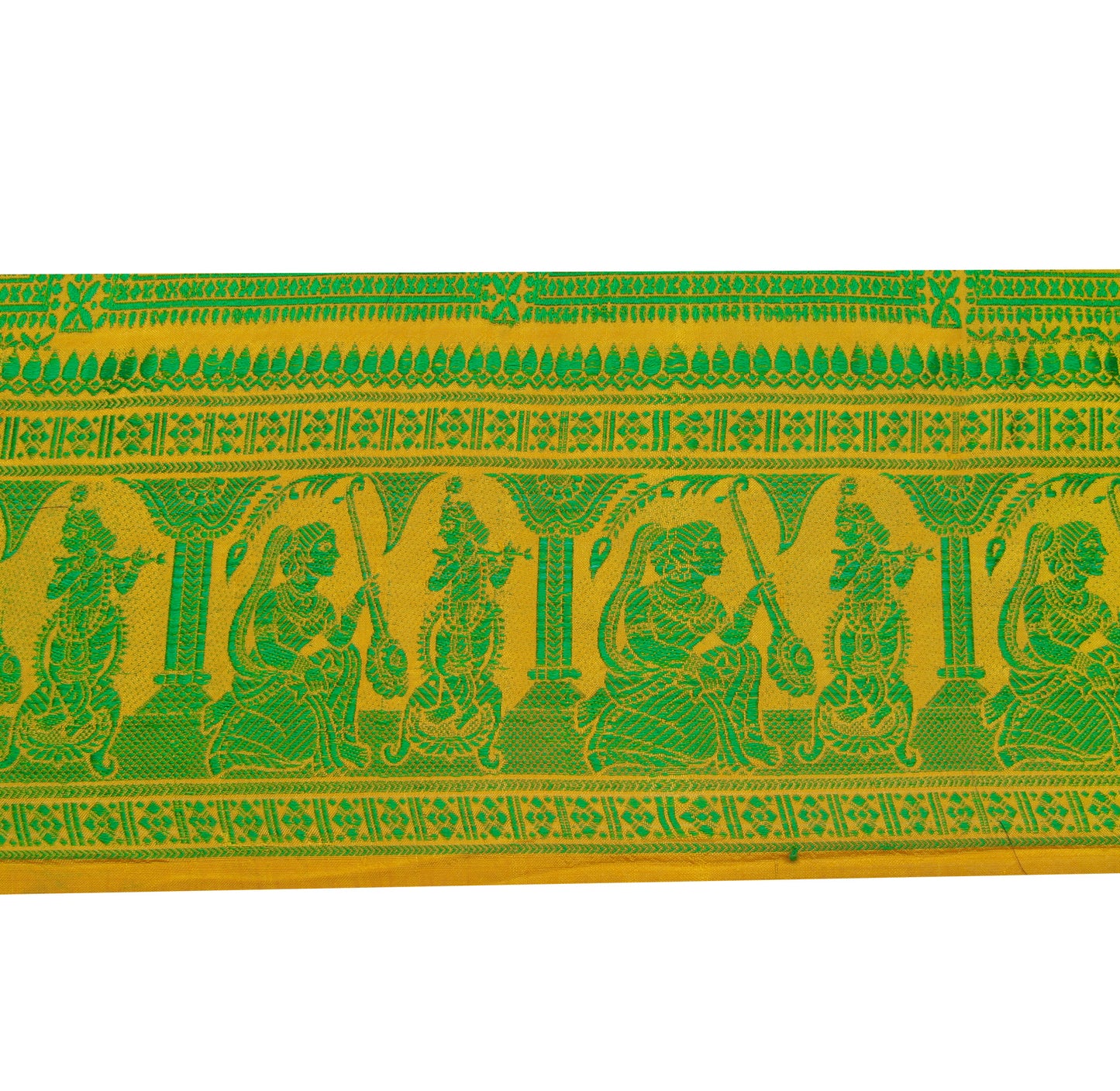 Sushila Vintage Yellow Saree Border Indian Craft Sewing Trim Woven Lace Ribbon