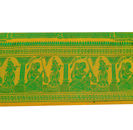 Sushila Vintage Yellow Saree Border Indian Craft Sewing Trim Woven Lace Ribbon