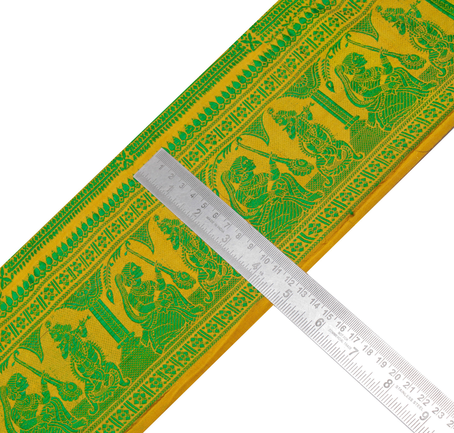 Sushila Vintage Yellow Saree Border Indian Craft Sewing Trim Woven Lace Ribbon