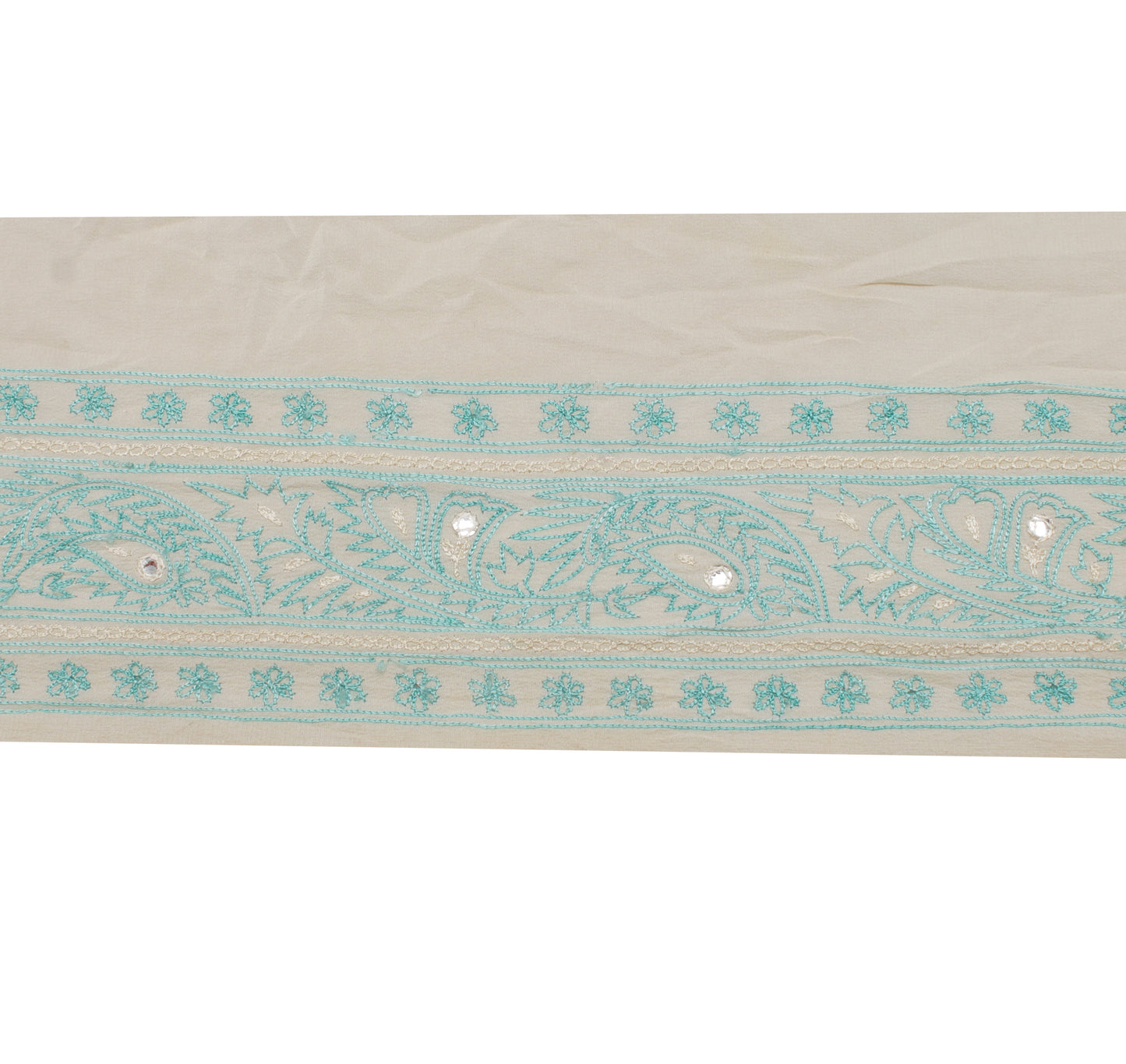 Sushila Vintage Cream Saree Border Indian Craft Sewing Trim Embroidered Lace