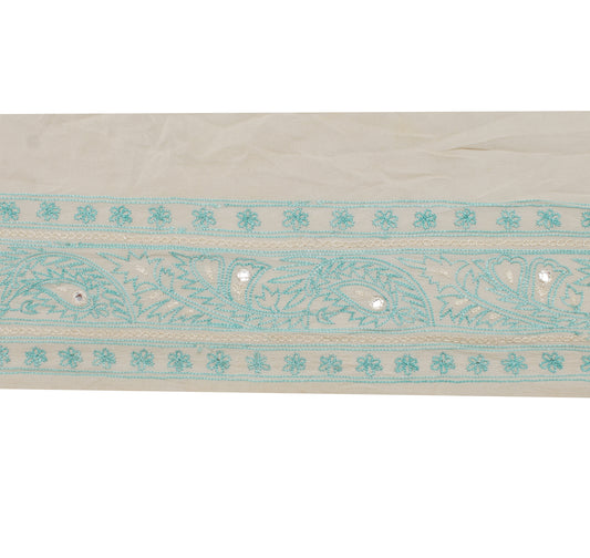 Sushila Vintage Cream Saree Border Indian Craft Sewing Trim Embroidered Lace