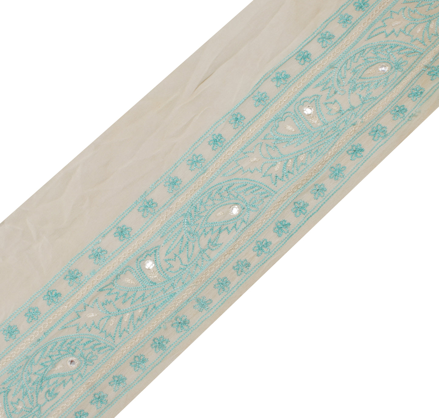 Sushila Vintage Cream Saree Border Indian Craft Sewing Trim Embroidered Lace