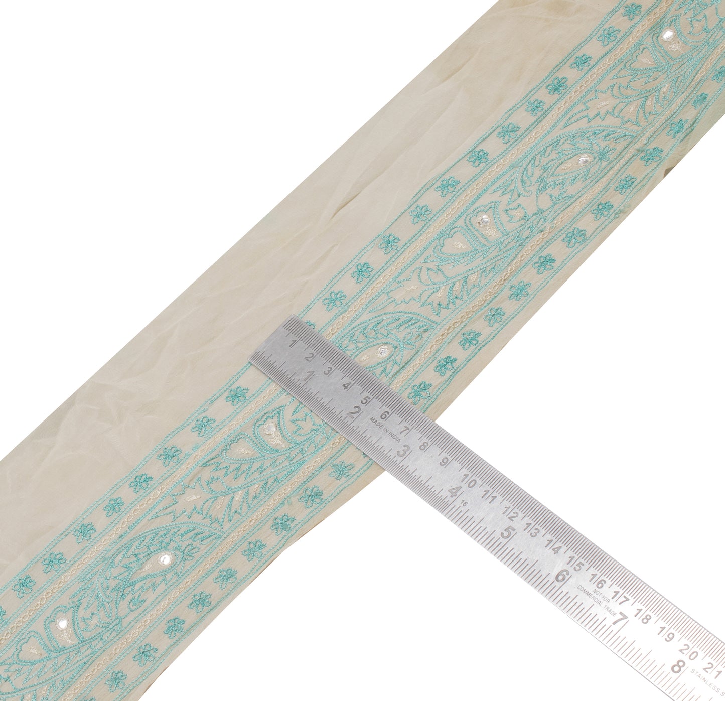 Sushila Vintage Cream Saree Border Indian Craft Sewing Trim Embroidered Lace