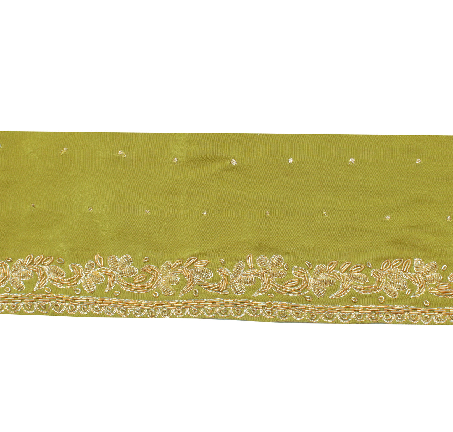 Sushila Vintage Green Saree Border Indian Craft Sewing Trim Hand Beaded Ribbon