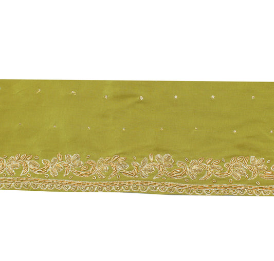 Sushila Vintage Green Saree Border Indian Craft Sewing Trim Hand Beaded Ribbon