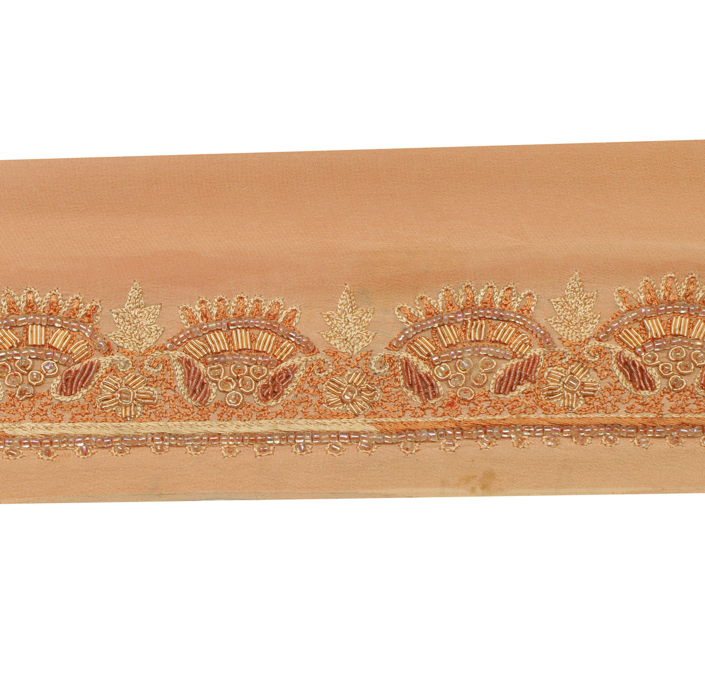 Sushila Vintage Cream Saree Border Indian Craft Sewing Trim Hand Beaded Lace