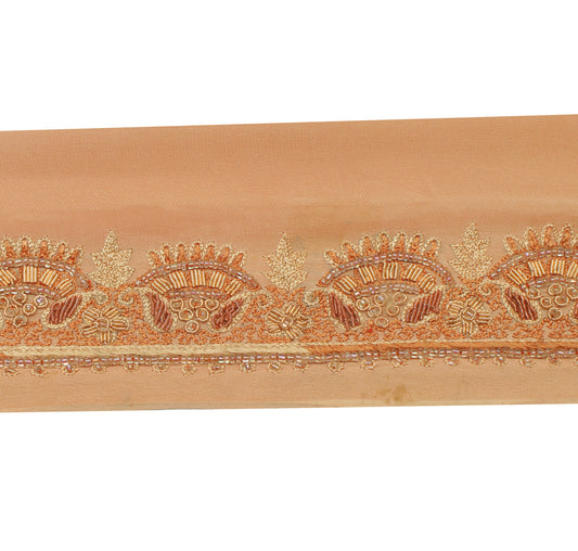 Sushila Vintage Cream Saree Border Indian Craft Sewing Trim Hand Beaded Lace