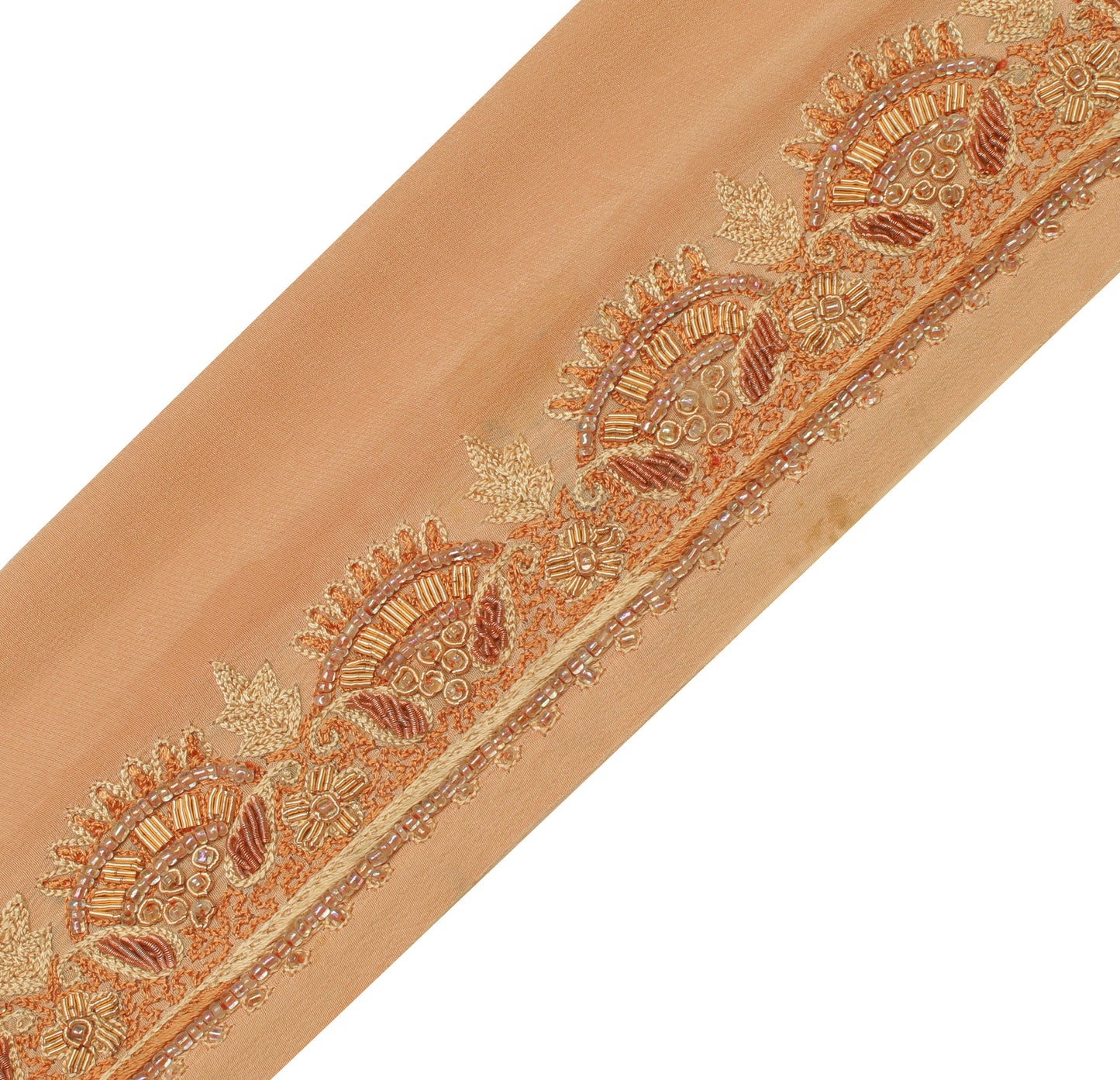Sushila Vintage Cream Saree Border Indian Craft Sewing Trim Hand Beaded Lace