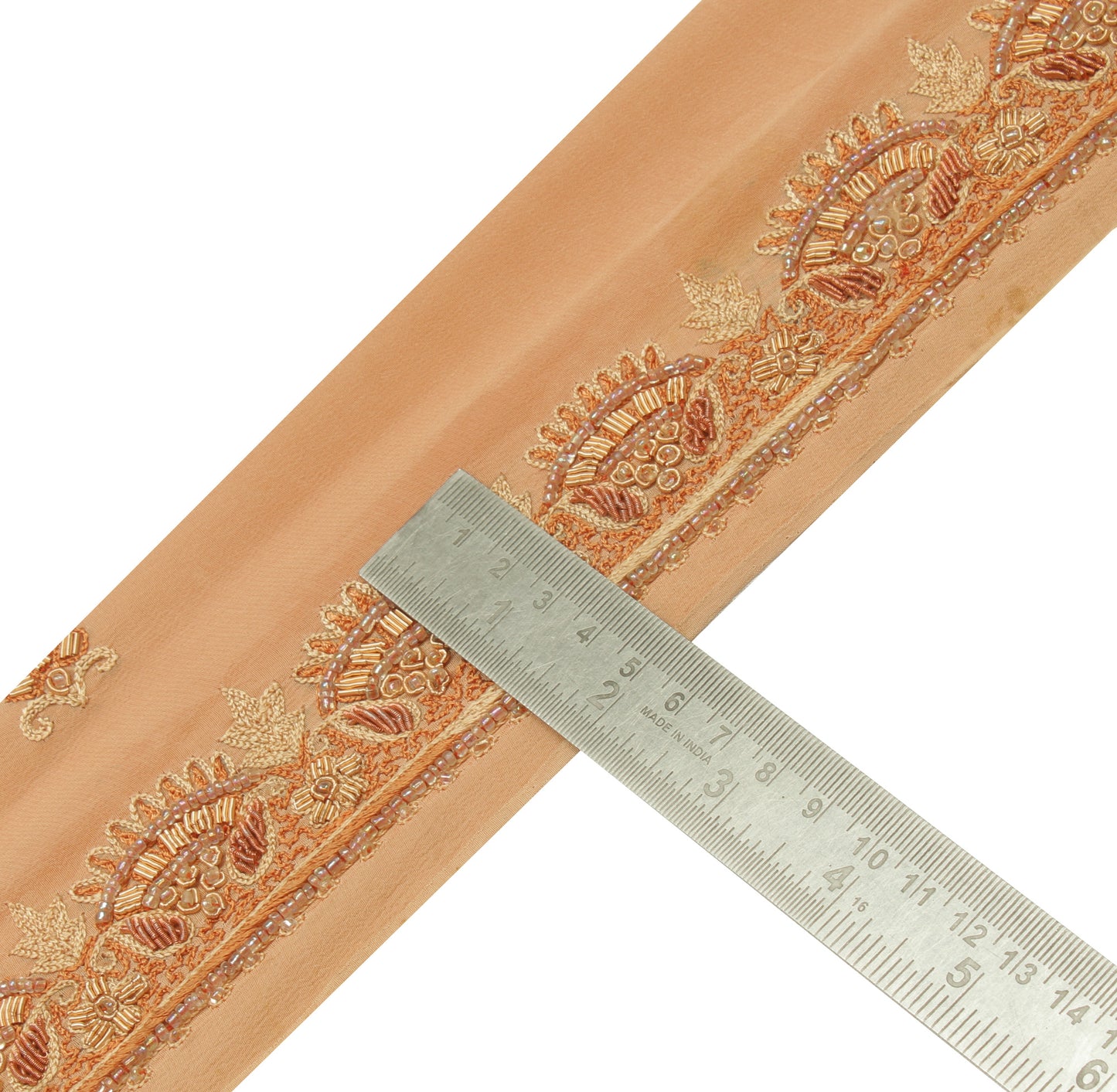 Sushila Vintage Cream Saree Border Indian Craft Sewing Trim Hand Beaded Lace