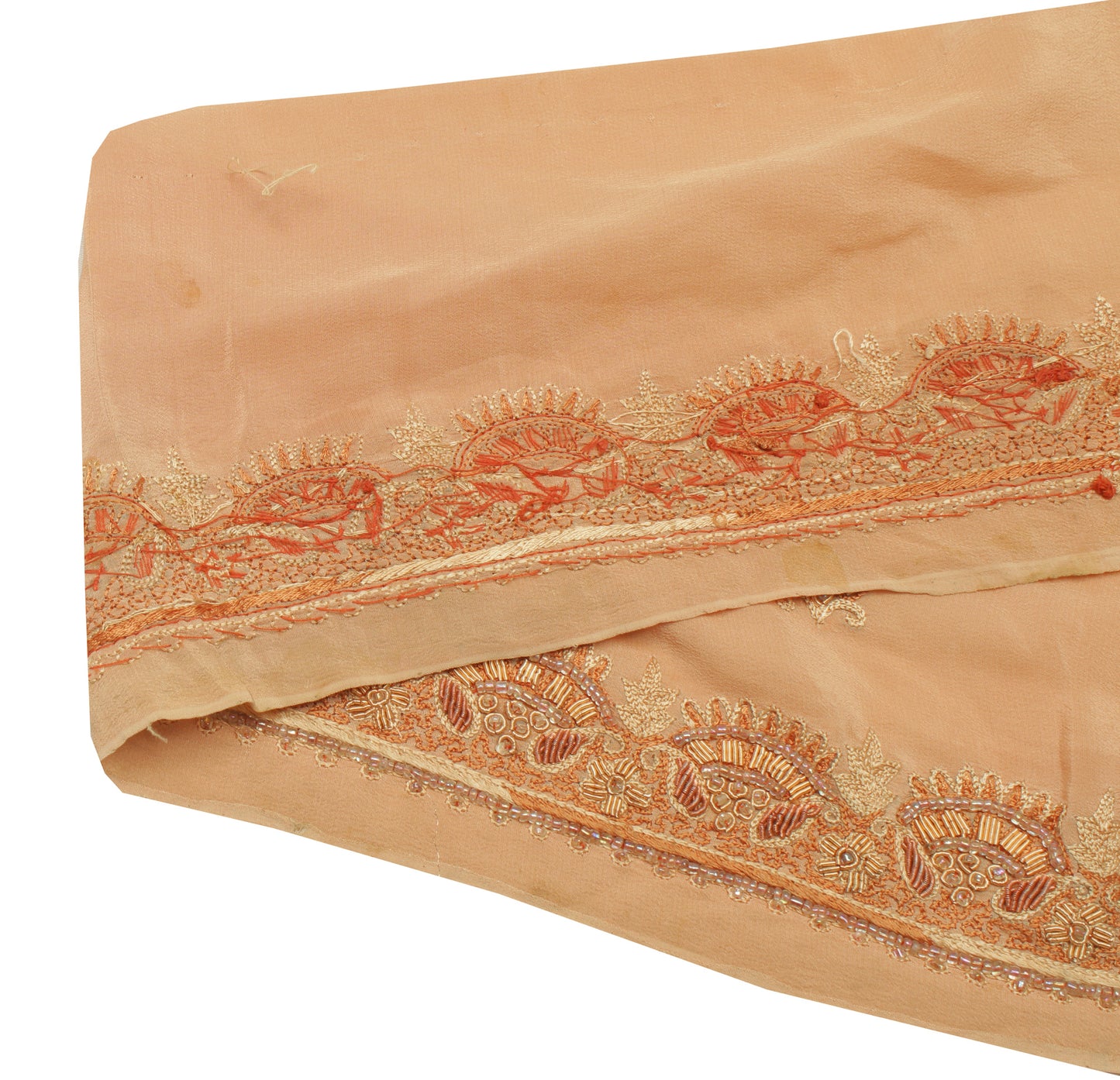 Sushila Vintage Cream Saree Border Indian Craft Sewing Trim Hand Beaded Lace