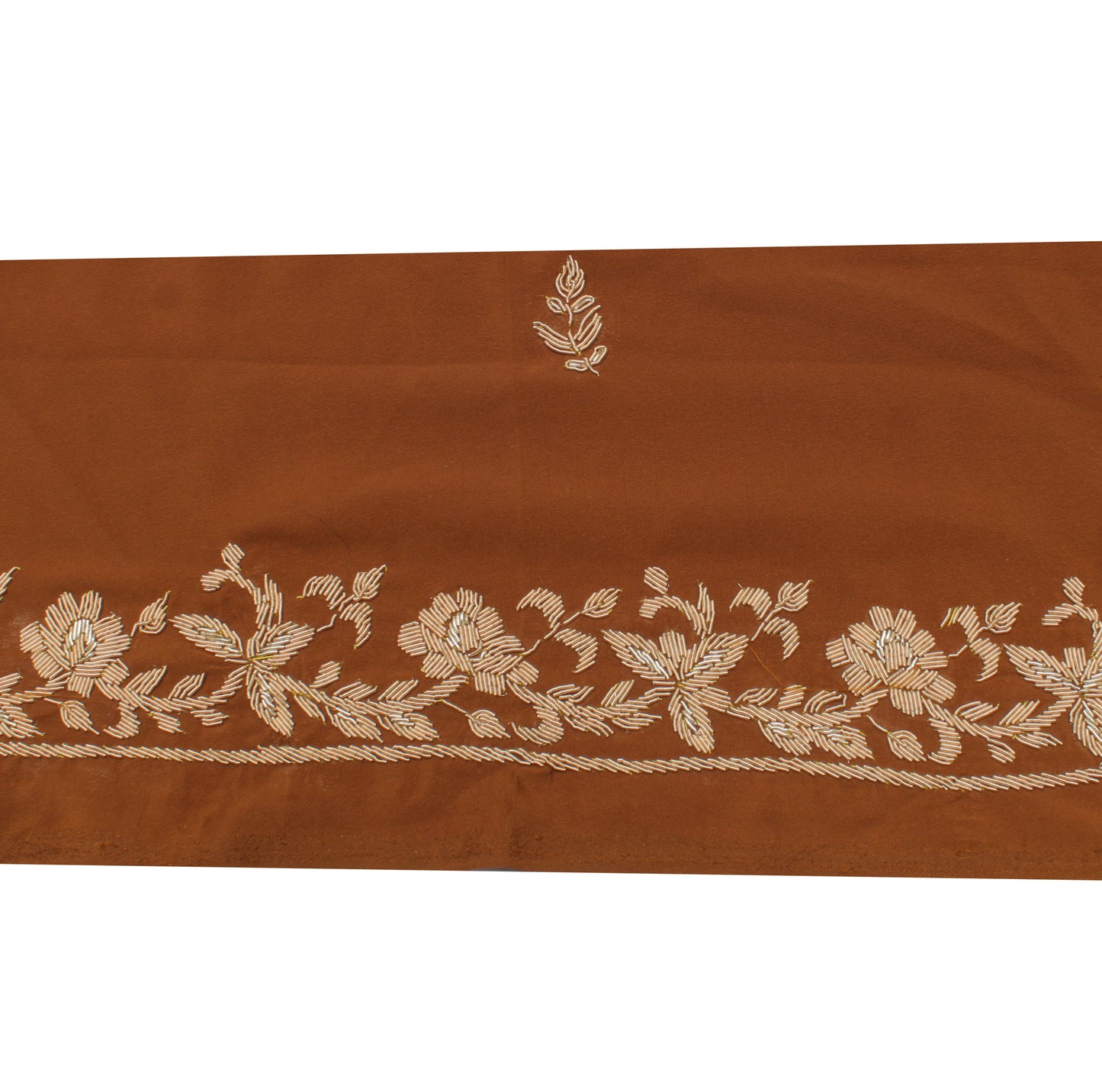 Sushila Vintage Brown Saree Border Indian Craft Sewing Trim Hand Beaded Lace