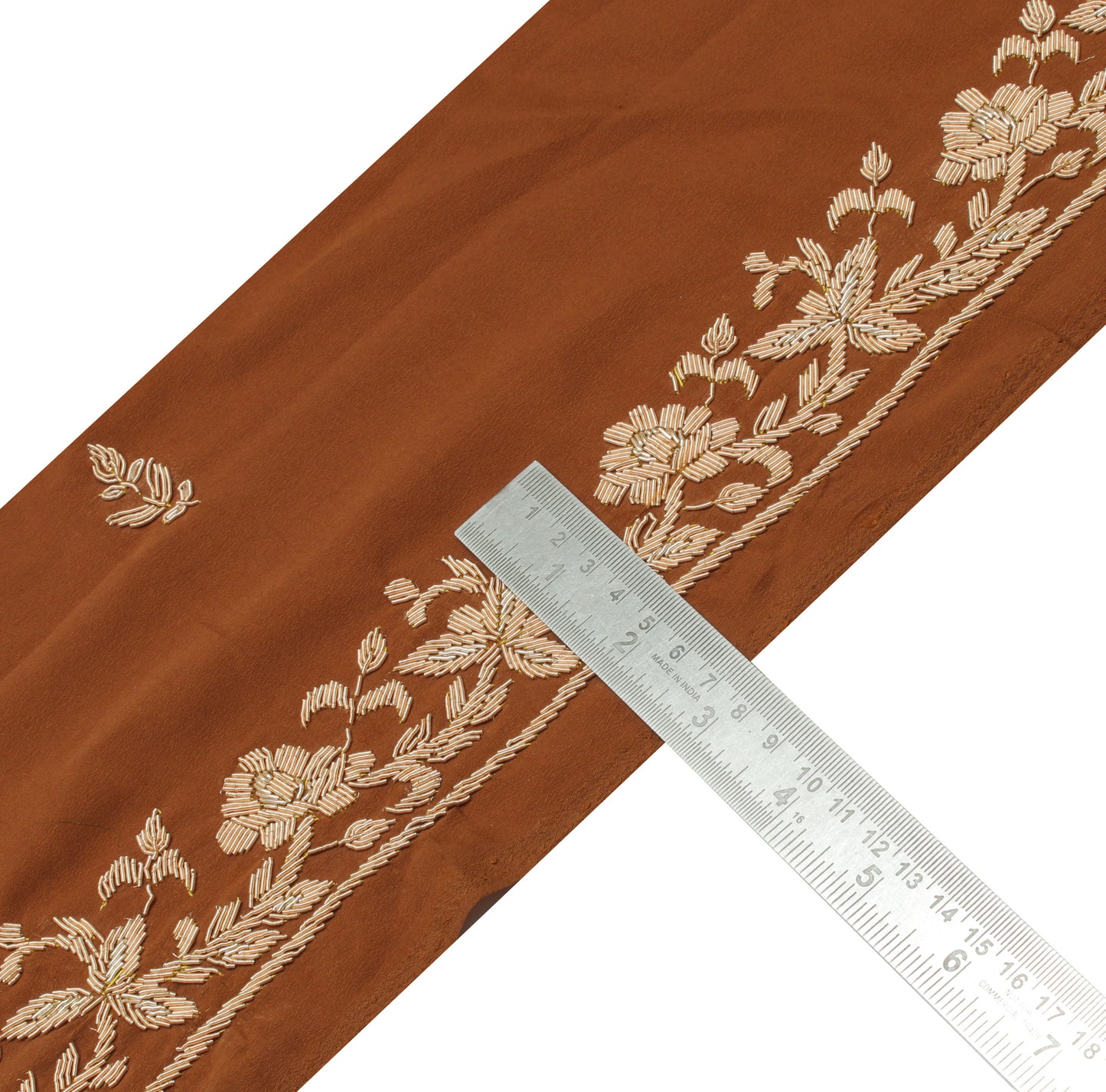 Sushila Vintage Brown Saree Border Indian Craft Sewing Trim Hand Beaded Lace