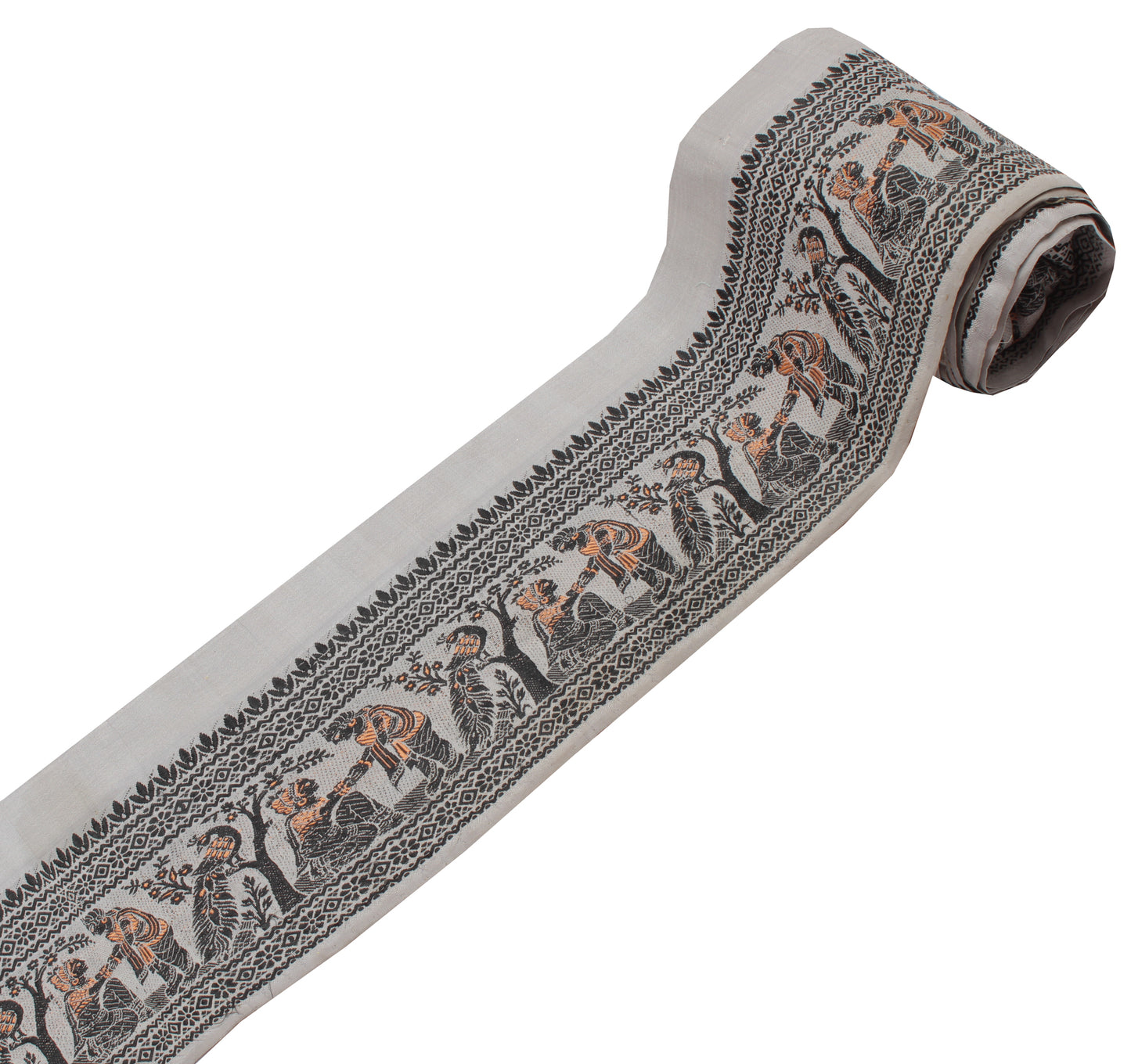 Sushila Vintage Gray Saree Border Indian Craft Sewing Trim Woven Lace Ribbon
