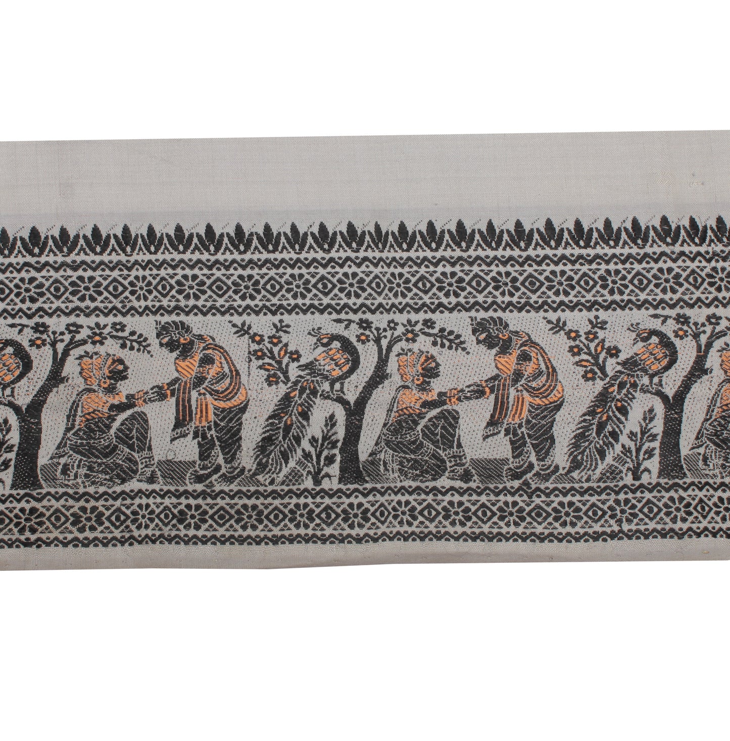 Sushila Vintage Gray Saree Border Indian Craft Sewing Trim Woven Lace Ribbon