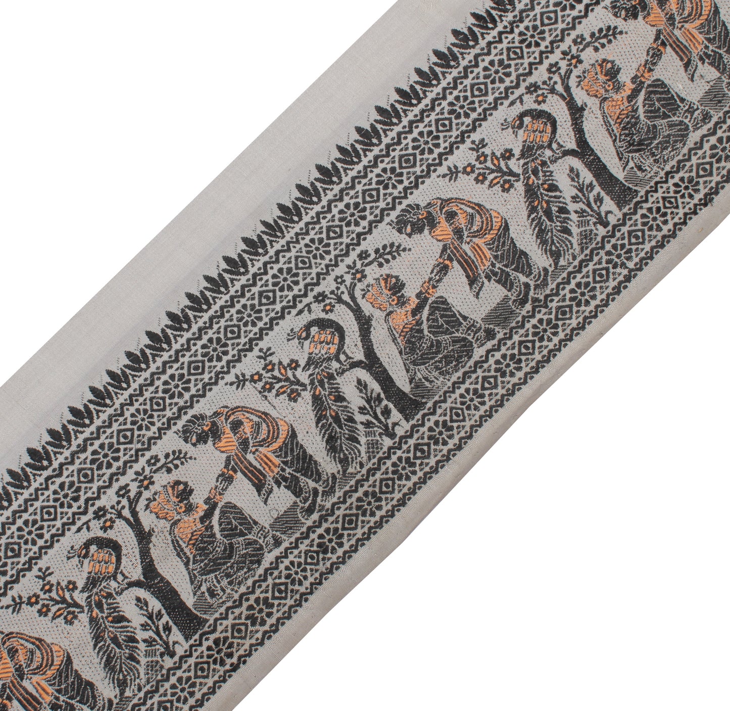 Sushila Vintage Gray Saree Border Indian Craft Sewing Trim Woven Lace Ribbon