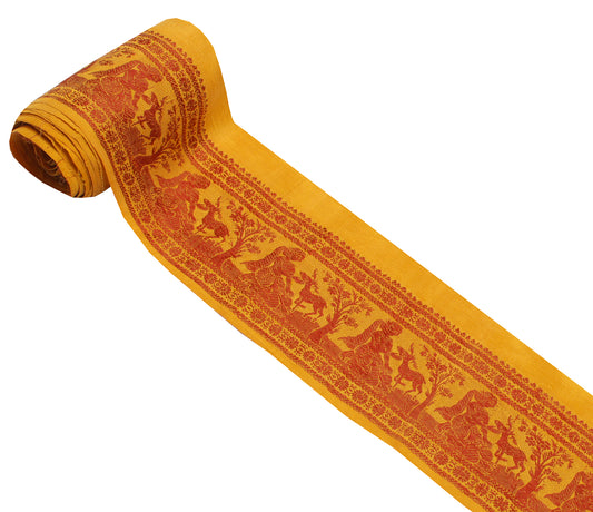 Sushila Vintage Mustard Saree Border Indian Craft Sewing Trim Woven Lace Ribbon