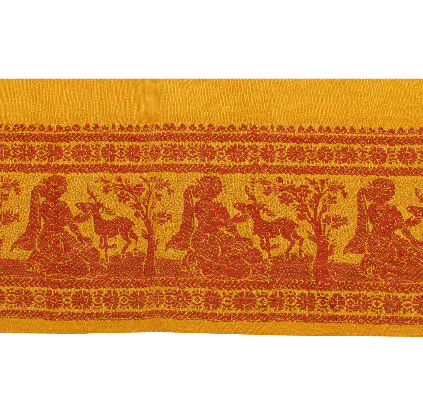 Sushila Vintage Mustard Saree Border Indian Craft Sewing Trim Woven Lace Ribbon