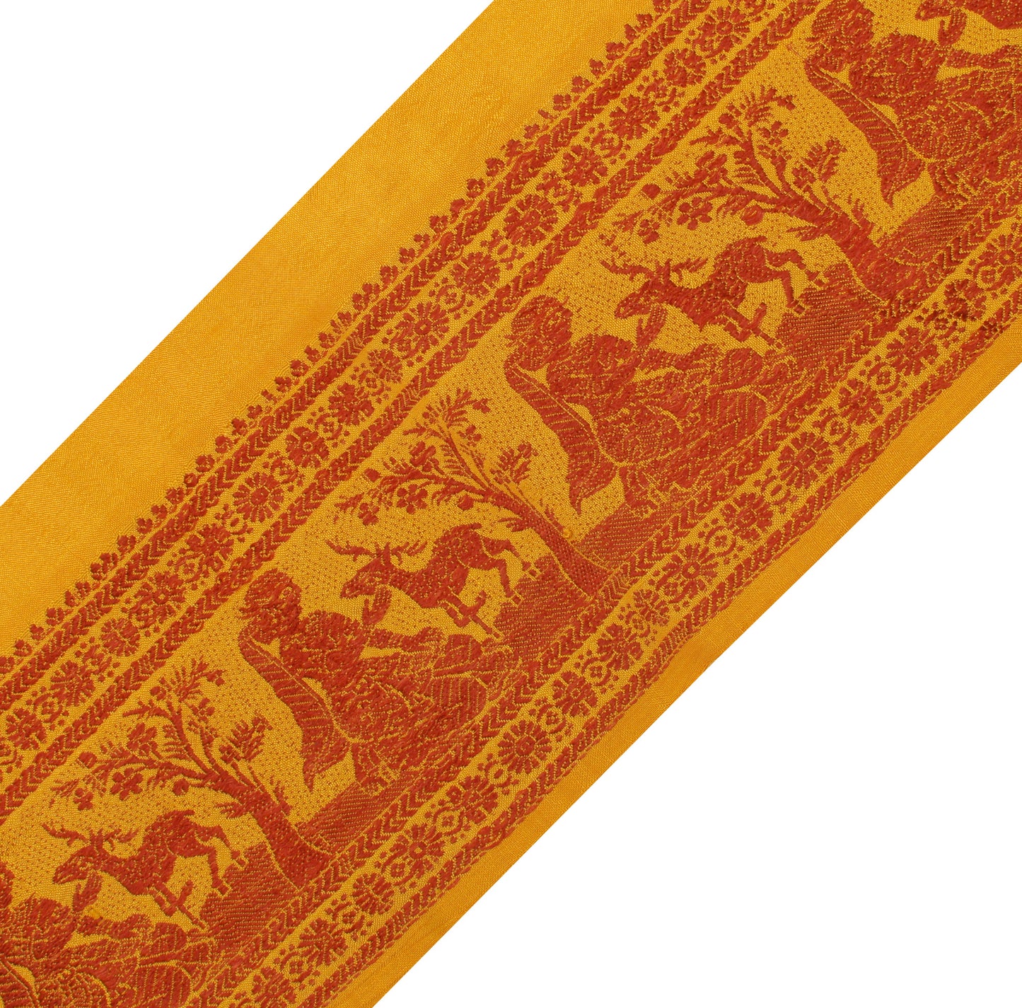 Sushila Vintage Mustard Saree Border Indian Craft Sewing Trim Woven Lace Ribbon