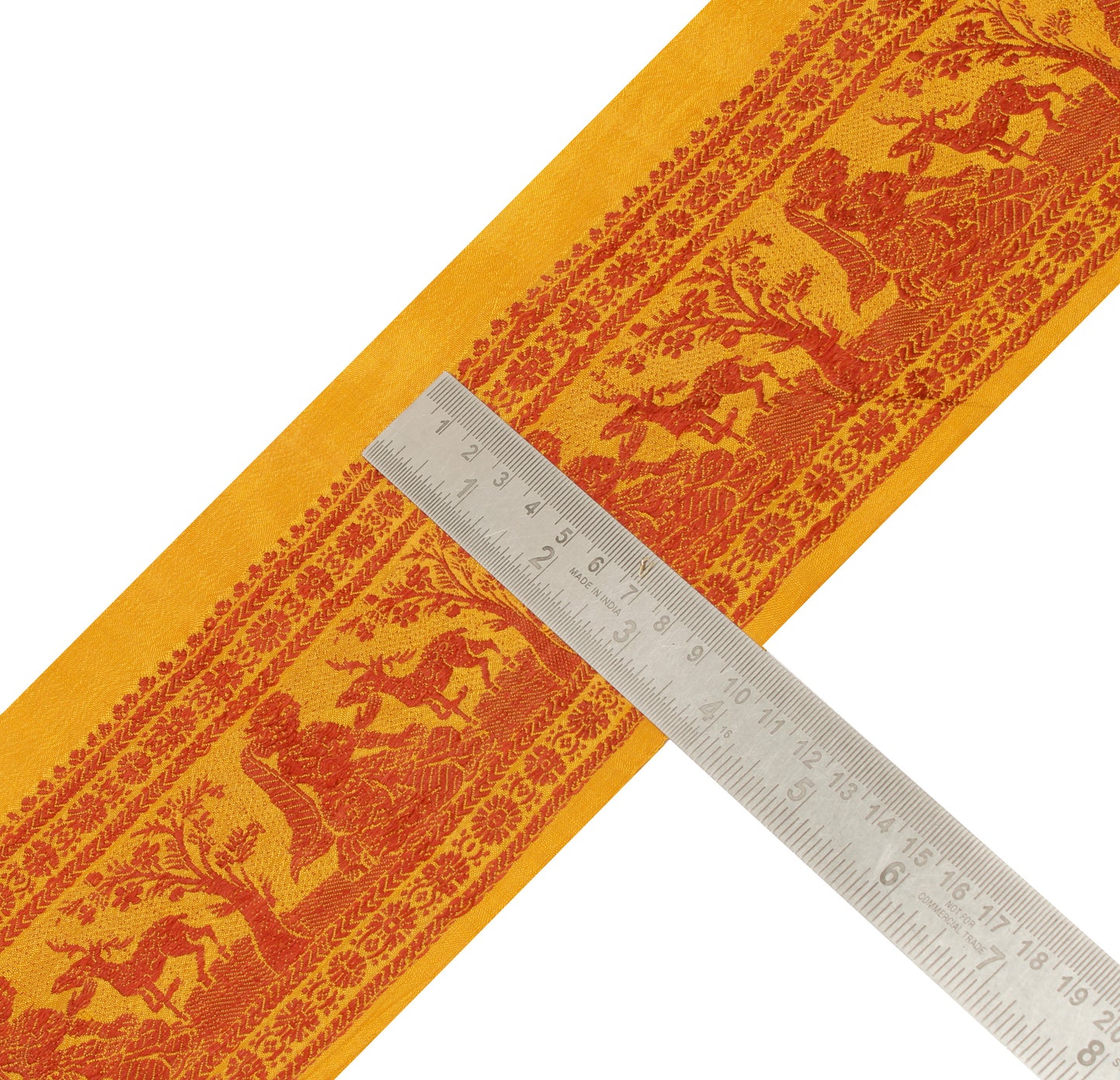 Sushila Vintage Mustard Saree Border Indian Craft Sewing Trim Woven Lace Ribbon