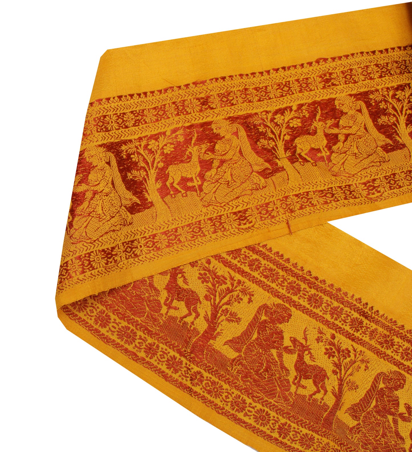 Sushila Vintage Mustard Saree Border Indian Craft Sewing Trim Woven Lace Ribbon