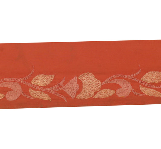 Sushila Vintage Brown Saree Border Indian Craft Sewing Trim Embroidered Lace