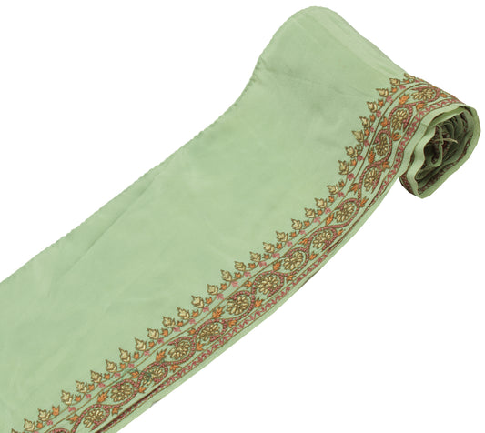 Sushila Vintage Green Saree Border Indian Craft Sewing Trim Embroidered Lace