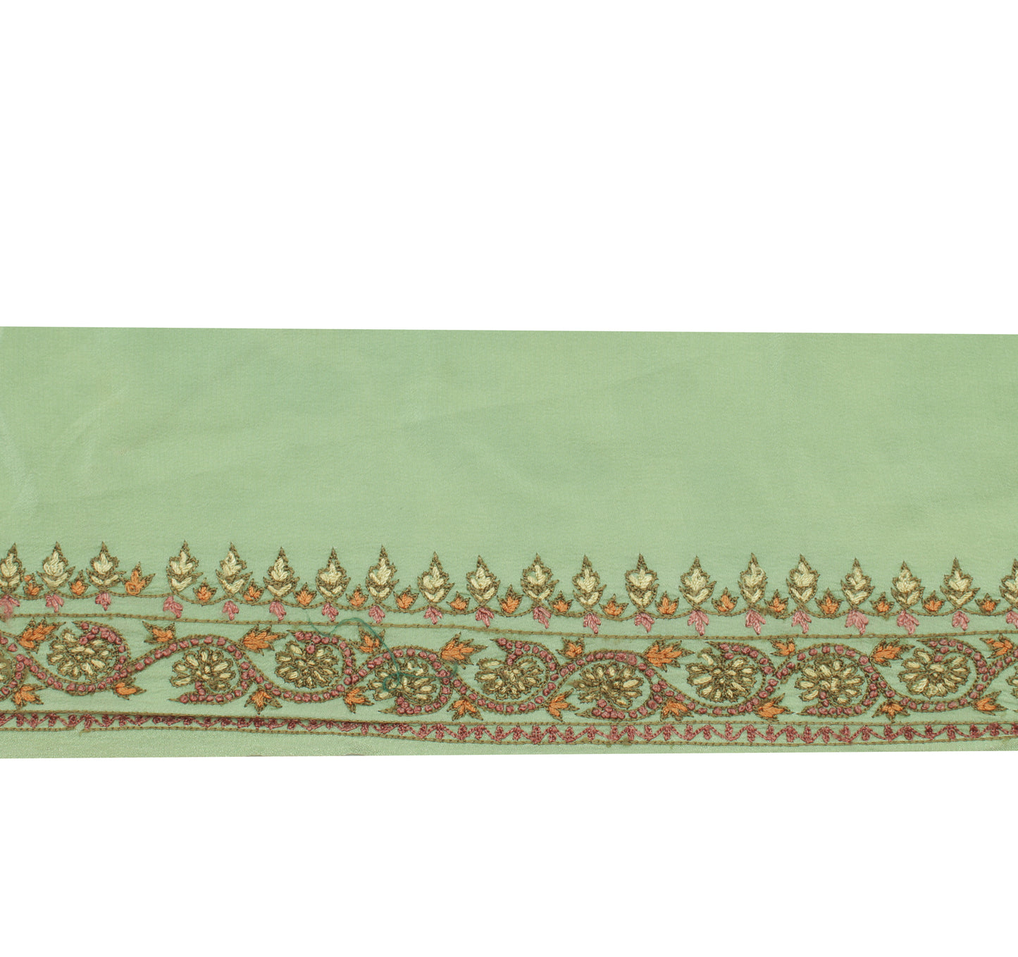 Sushila Vintage Green Saree Border Indian Craft Sewing Trim Embroidered Lace