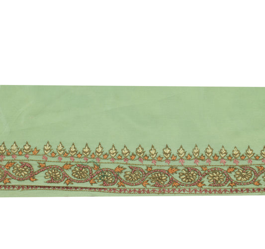 Sushila Vintage Green Saree Border Indian Craft Sewing Trim Embroidered Lace