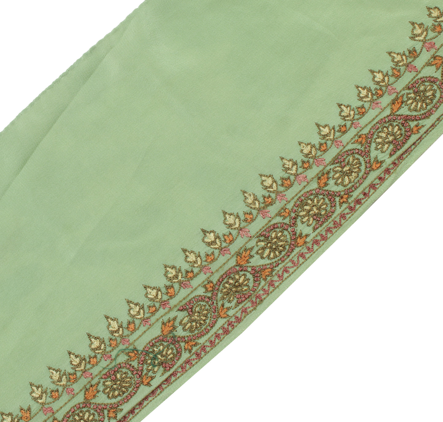Sushila Vintage Green Saree Border Indian Craft Sewing Trim Embroidered Lace
