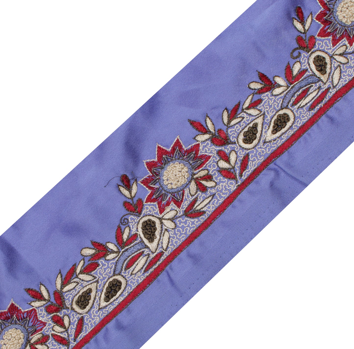 Sushila Vintage Blue Saree Border Indian Craft Sewing Trim Embroidered Lace
