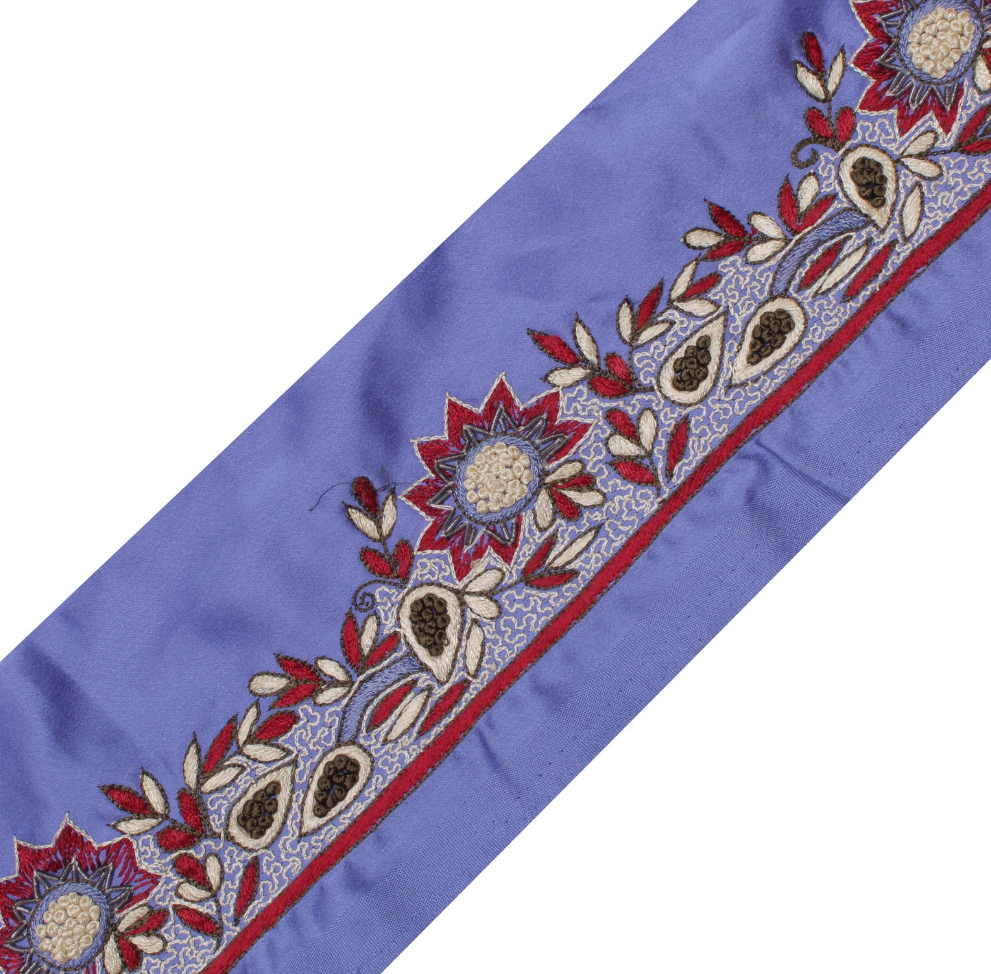 Sushila Vintage Blue Saree Border Indian Craft Sewing Trim Embroidered Lace