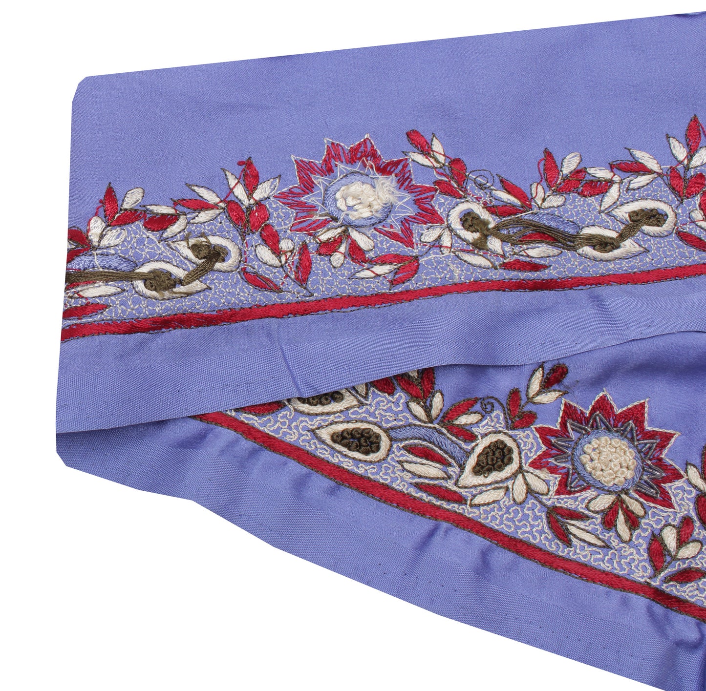 Sushila Vintage Blue Saree Border Indian Craft Sewing Trim Embroidered Lace