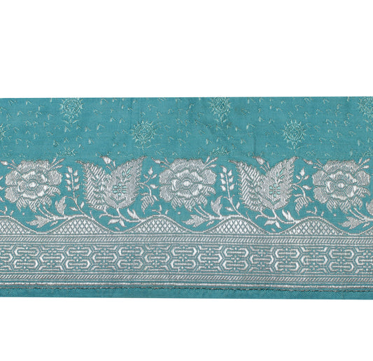 Sushila Vintage Aqua Green Saree Border Indian Craft Sewing Trim Woven Lace